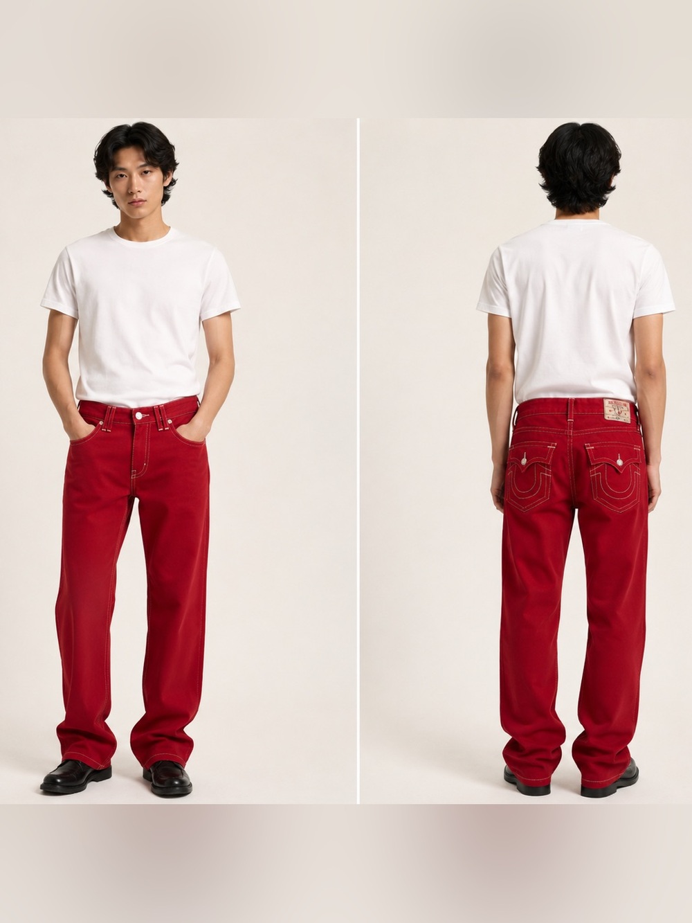RARE” True Religion Red Denim Jeans with white stitching 2012 pair